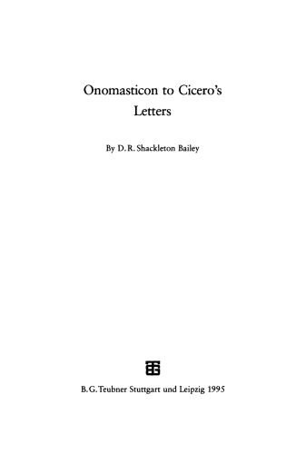 Onomasticon to Cicero’s Letters