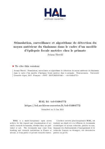 Stimulation, surveillance et algorithme de détection du noyau antérieur du thalamus dans le cadre d’un modèle d’épilepsie focale motrice chez le primate