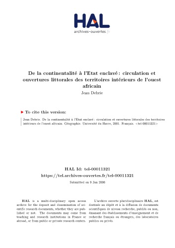 De la continentalité à l’Etat enclavé : circulation et ouvertures littorales des territoires intérieurs de l’ouest africain