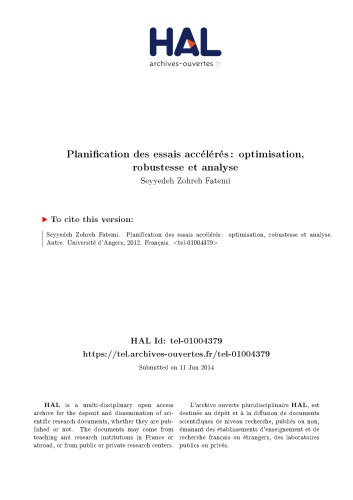 Planification des essais accélérés : optimisation, robustesse et analyse