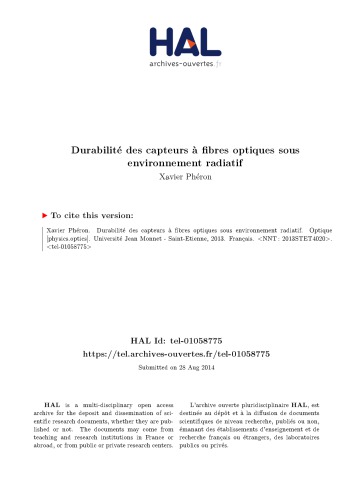 Durabilité des capteurs à fibres optiques sous environnement radiatif