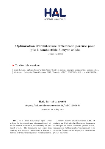 Optimisation d’architecture d’électrode poreuse pour pile à combustible à oxyde solide