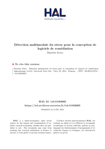 Détection multimodale du stress pour la conception de logiciels de remédiation