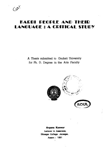 Karbi people and their language: a critical study