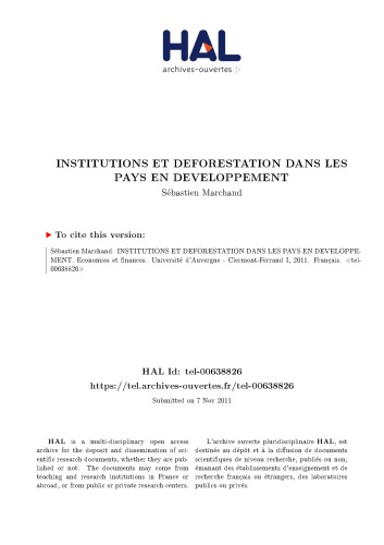 INSTITUTIONS ET DEFORESTATION DANS LES PAYS EN DEVELOPPEMENT