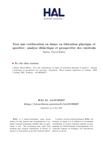 Vers une coéducation en danse en éducation physique et sportive : analyse didactique et prospective des curricula