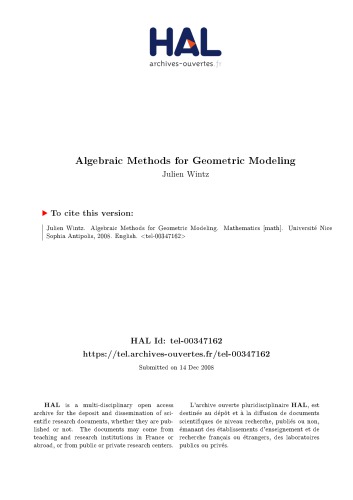 Méthodes algébriques pour la modélisation géometrique