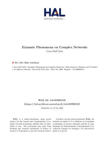 Phenomenes Dynamiques sur des Reseaux Complexes