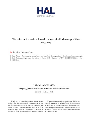 L’inversion des formes d’ondes par décomposition des champs d’ondes