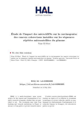 Étude de l’impact des microARNs sur la carcinogenèse des cancers colorectaux instables sur les séquences répétées microsatellites du génome