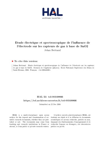 Etude électrique et spectroscopique de l’influence de l’électrode sur les capteurs de gaz à base de SnO2