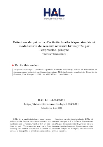 Détection de patterns d’activité bioélectrique simulée et modélisation de réseaux neuraux bioinspirés par l’expression génique