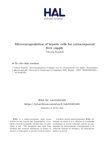 Microencapsulation de cellules hépatiques pour la suppléance extracorporelle du foie