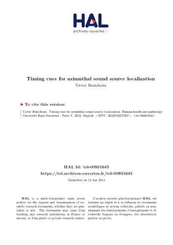 Indices temporels pour la localisation des sources sonores en azimuth