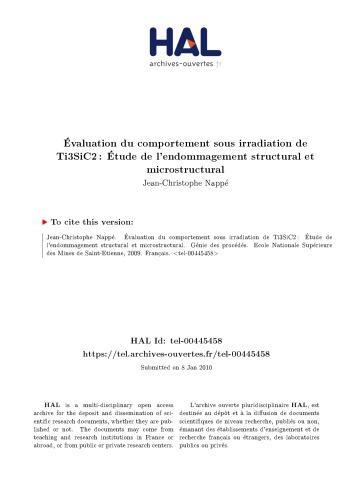 Évaluation du comportement sous irradiation de Ti3SiC2 : Étude de l’endommagement structural et microstructural