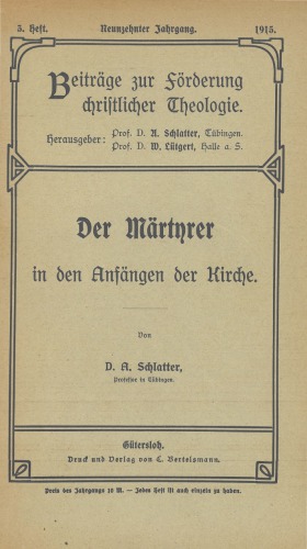 Der Märtyrer in den Anfängen der Kirche