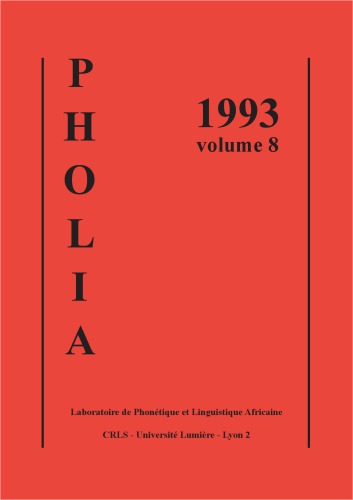 Pholia Vol 8 (PHOnétique et à la LInguistique Africaine)