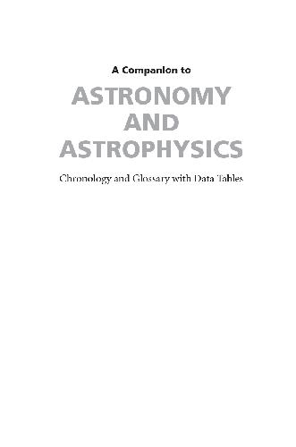 A Companion To Astronomy And Astrophysics