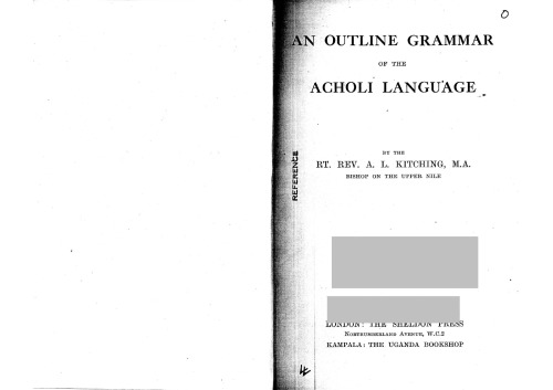 An Outline Grammar of the Acholi Language