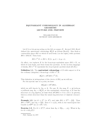 Equivariant Cohomology in Algebraic Geometry