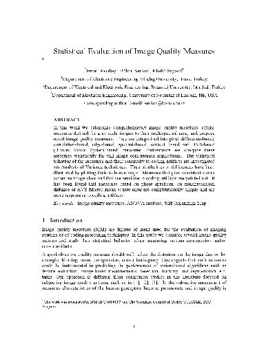 Statistical Evaluation of Image Quality Measures