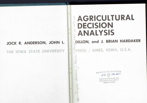 Agricultural decision analysis