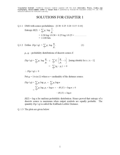 Information, Theory, Coding and Cryptography Solution Manual