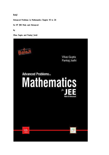 Advanced Problems in Mathematics for JEE (Main & Advanced) (chapter 10–26)