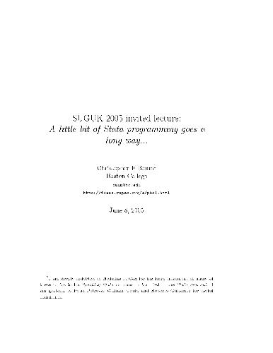 A Little Bit Of Stata Programming Goes A Long Way