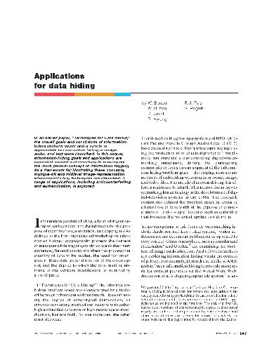 Applications for data hiding