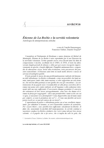 Étienne de La Boétie e la servitù volontaria: Antologia di interpretazioni critiche