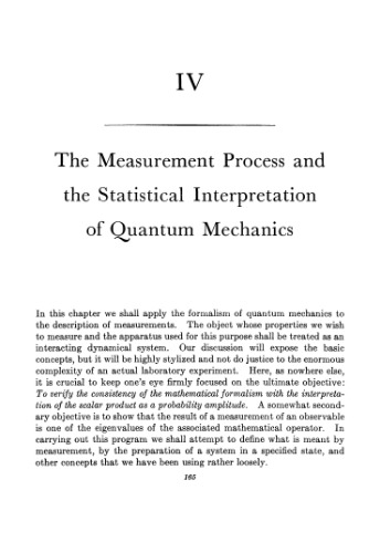 Quantum Mechanics Volume I: Fundamentals - Chapter 4 : The Measurement Process and the Statistical Interpretation of Quantum Mechanics