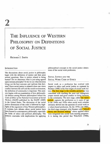 The Influence of Western Philosophy Definitions of Social Justice