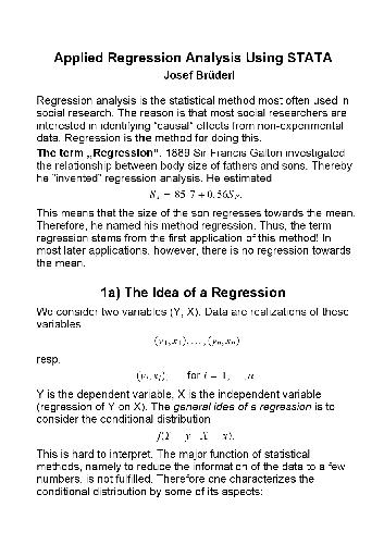 Applied Regression Analysis Using Stata