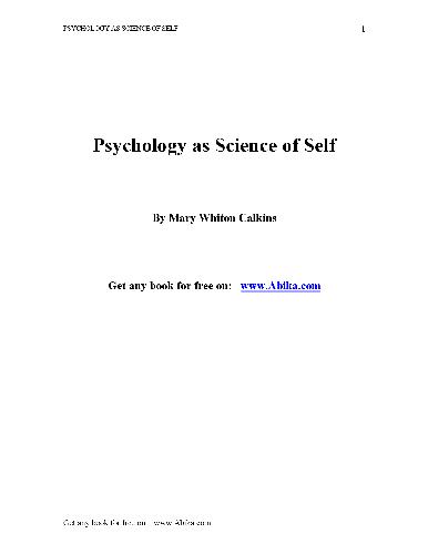 psychology as science of self