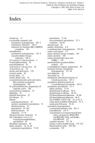 Catalysis for fine chemical synthesis. Hydrolysis, oxidation and reduction