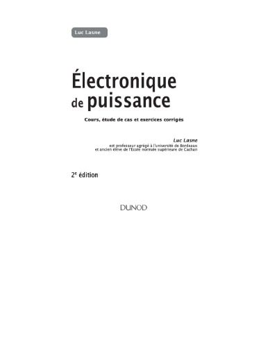 Electronique de puissance - Cours études de cas et exercices corrigés