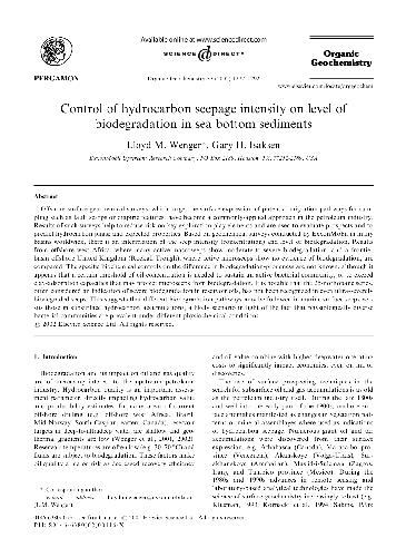 Control of hydrocarbon seepage intensity on level of biodegradation in sea bottom sediments