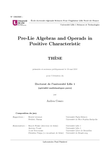 Pre-Lie Algebras and Operads in Positive Characteristic [PhD thesis]