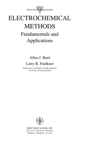 Electrochemical Methods: Fundamentals and Applications