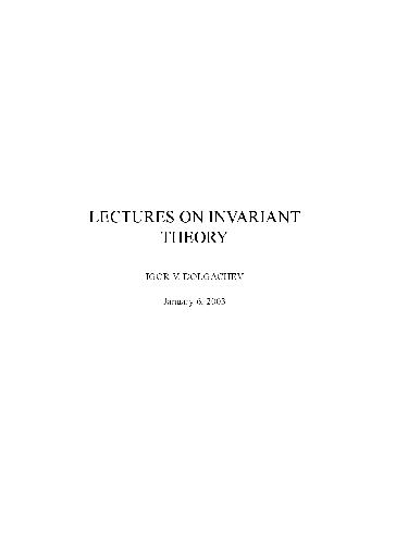 Lectures Invariations Theory