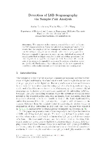 Detection of LSB Steganography via Sample Pair Analysis