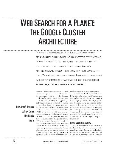 Web Search for a Planet: The Google Cluster Architecture