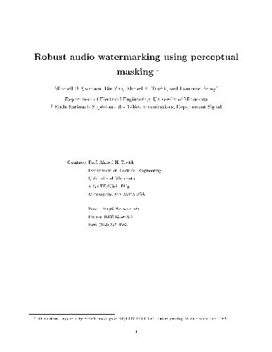 Robust audio watermarking using perceptual masking