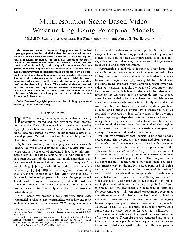 Multiresolution Scene-Based Video Watermarking Using Perceptual Models