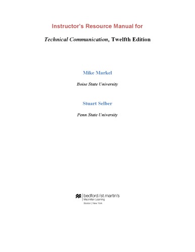 Technical Communication-Instructor’s Resource Manual