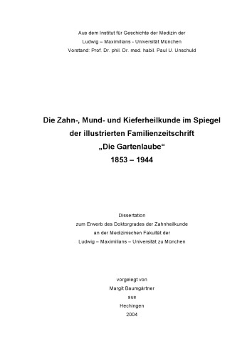 Die Zahn-, Mund- und Kieferheilkunde im Spiegel der illustrierten Familienzeitschrift 