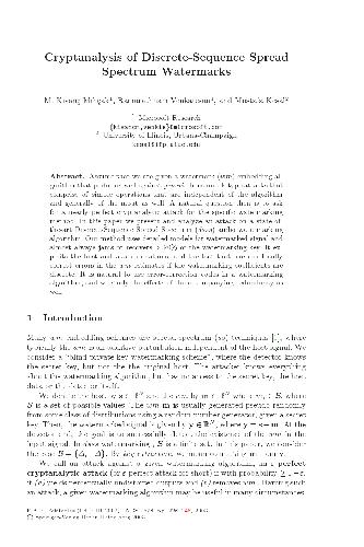 Cryptanalysis of Discrete-Sequence Spread Spectrum Watermarks