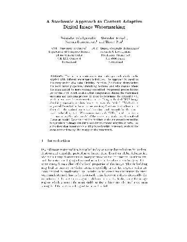 A Stochastic Approach to Content Adaptive Digital Image Watermarking