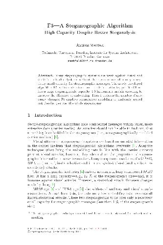 F5 A Steganographic Algorithm High Capacity Despite Better Steganalysis